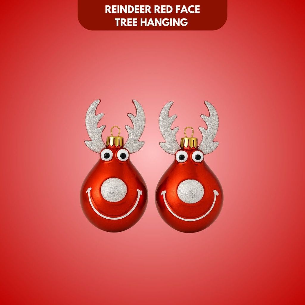 Christmas Reindeer Face Red with Snow Nose Tip and Horns - Set of 2 - Party and Festive Needs | Buy online on ZillyBuy