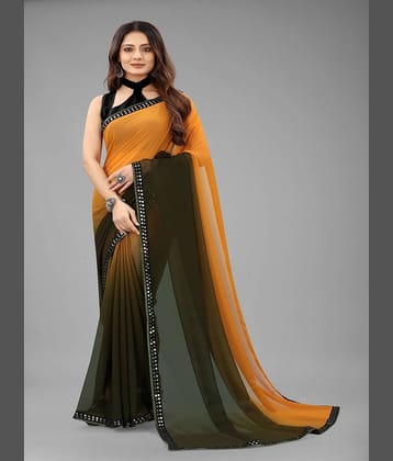 Apnisha Georgette Printed Saree With Unstitched Blouse Piece ( Orange )