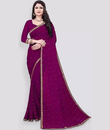 Today Deal Chiffon Self Design Saree With Unstitched Blouse Piece ( Purple )