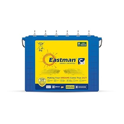 Eastman EM260SB | Eastman 260Ah Tall Tubular Solar Battery | Warranty 120 (60+60) Months for Home & Office