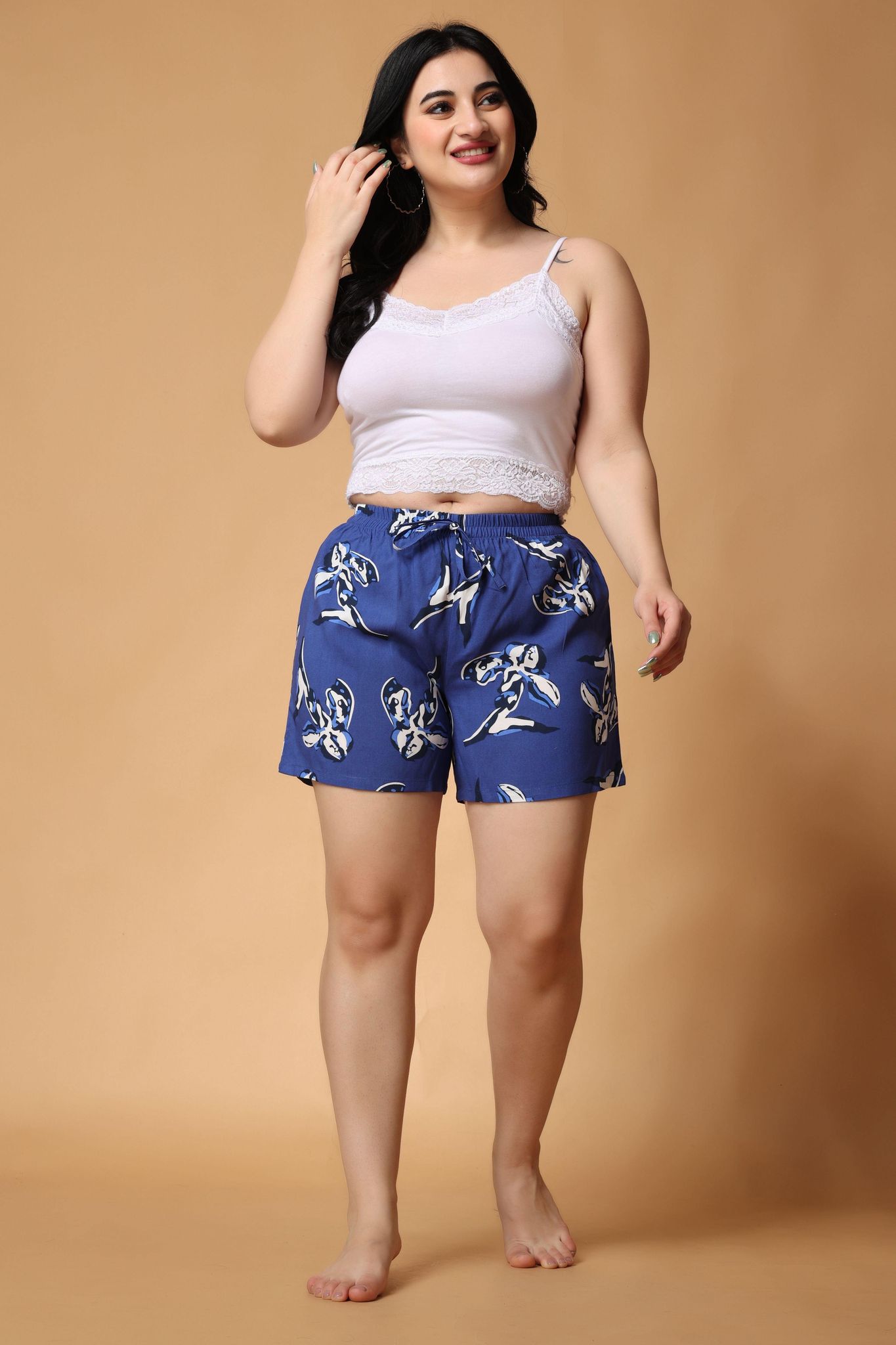 Blue Sparrow Printed Shorts-L / Blue
