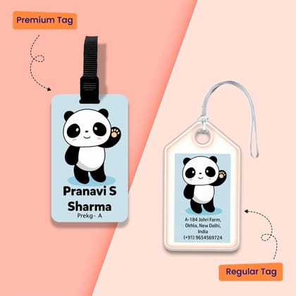 Personalized Bag Tags for Kids - Set of 5 - Panda Design-Regular Bag Tags