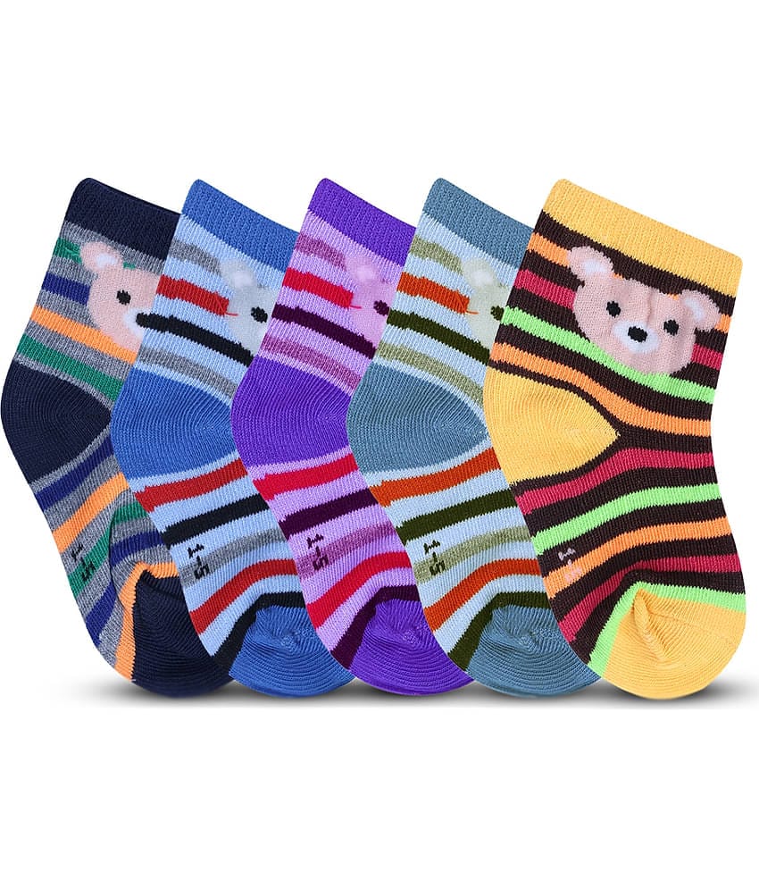 Dollar Multicolor Cotton Blend Boy's Ankle Length Socks ( Pack of 5 )