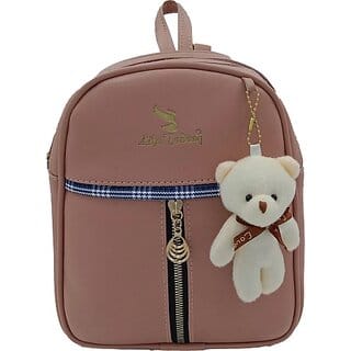 Small Backpack Girls Stylish Bag Vegan Leather Bags 3 L Backpack (Pink)