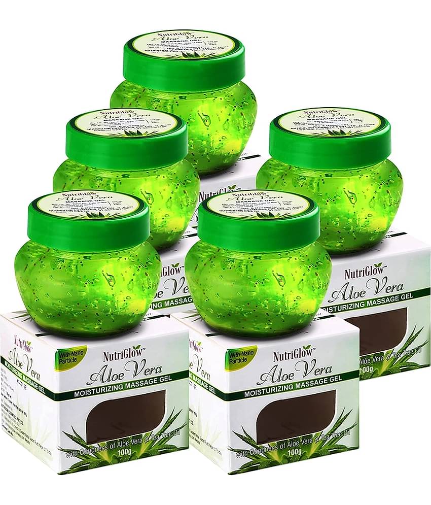 Nutriglow Aloevera Moisturizing Massage Gel For Face & Hair, Glowing and Radiant Skin, Each 100gm (Pack of 5)