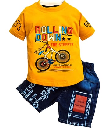 GTwo Pack of 1 Baby Boys Cotton Blend T-Shirt & Shorts Set ( Black )