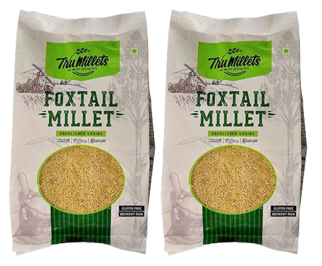 Trumillets Foxtail Millet Whole Grain | Gluten Free | No Chemicals | High Plant Protein and Fibre | Dosa, Uttapam, Dhokla Batter Replacement | Vegan (Each 500 Gm Pack of 2)