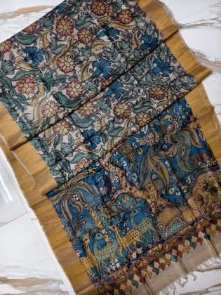 Kalahasti Kalamkari on Tusar Style 10-Tussar