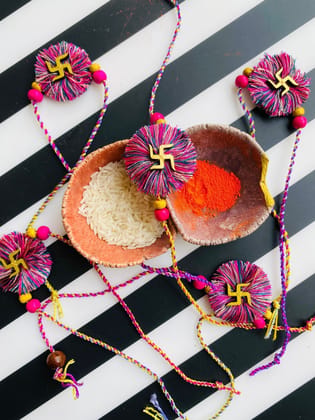 A bouquet of flowers Swastik Rakhi - 1 piece