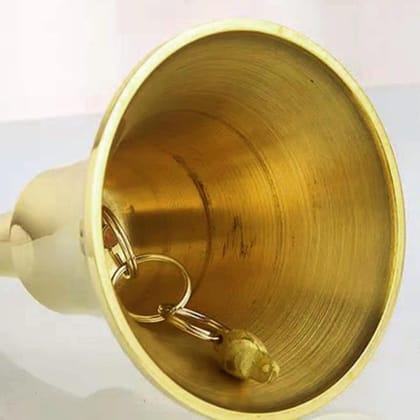Gold Brass Pooja Bell, Traditional Temple Prayer Ghanti Solid Construction For Pooja