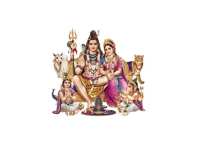 DreamKraft Shiv pariwar Multicolour Vinyl Size 56 cm X 61 cm Wall Sticker