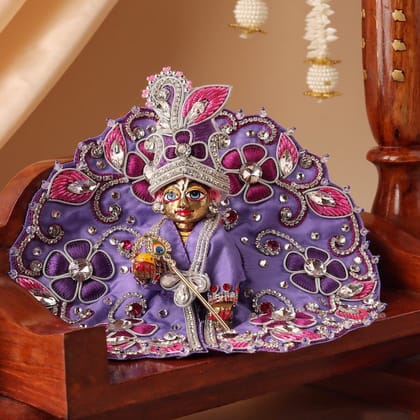 Pushp Mala Lavender Laddu Gopal Poshak & Shringar Set-With Shringar / 0 No.