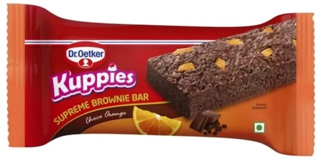 Dr.Oetker Kuppies Supreme Brownie bar Choco Orange Cake - Rich Flavour, Soft, Spongy, 135 g