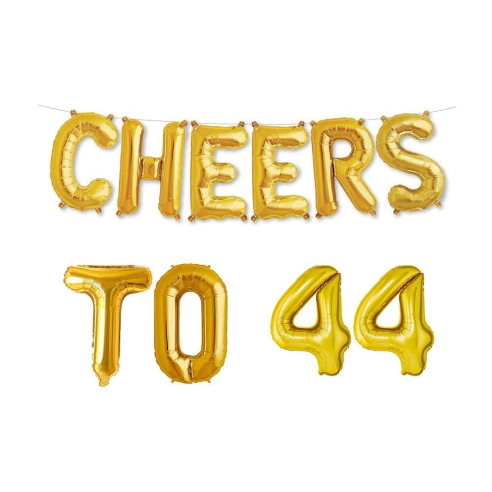 Balloonistics Cheers to Forty Four Foil Balloon Combo Number 44 Foil Balloon for Birthday and Anniversary