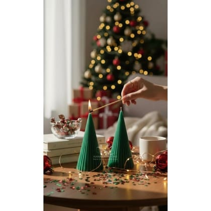 RIBBED STRIPPED CONE SOY CANDLES - PAIR