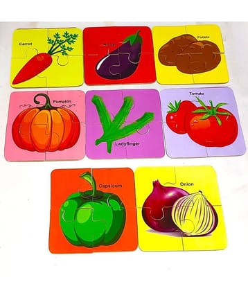 Peters Pence Wooden Multi-Color  8  SET OF VEGETABLE PUZZLE Cards  for Kids Pre Primary Education