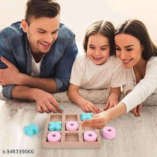 Wooden Tic Tac Toe Board Game for Kids and Adults