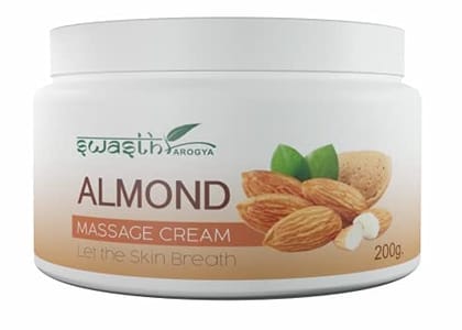 Swasth Arogya Almond Massage Cream || Fine Lines || Sun Damage || Scars || Improves Skin Tone || Pack Of 1 Jar Almond Massage Cream (200gm.)