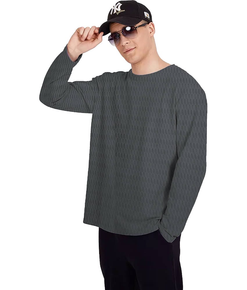 Leotude Pack of 1 Cotton Blend Regular Fit Men's T-Shirt ( Grey )