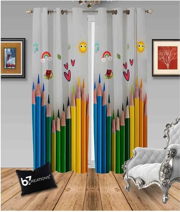 B7 CREATIONS Single Door Semi-Transparent Eyelet Polyester Curtains Multi Color