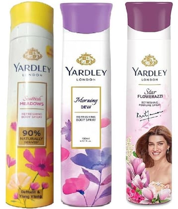 Yardley London - MORNING DEW FLAWERAZZI &SCOTTISH 150ML Deodorant Spray for Men,Women 500 ml ( Pack of 3 )