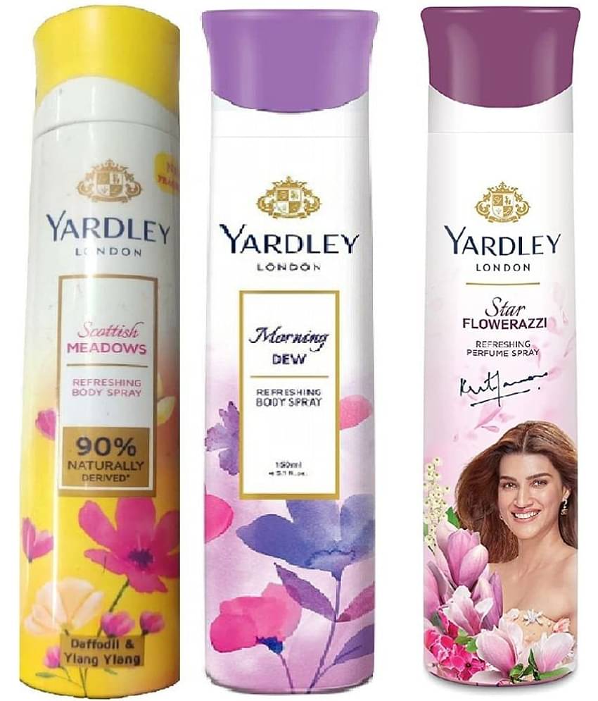 Yardley London - MORNING DEW FLAWERAZZI &SCOTTISH 150ML Deodorant Spray for Men,Women 500 ml ( Pack of 3 )