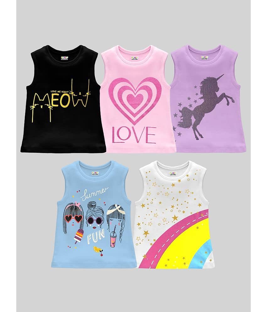 Kuchipoo Pack of 5 Girls Cotton Blend T-Shirt ( Multicolor4 )