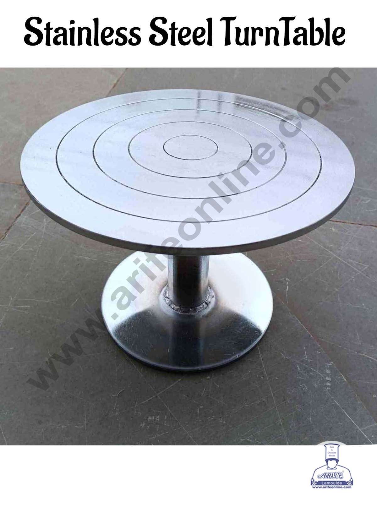 CAKE DECOR™ 360° Rotating Stainless Steel Cake Turntable (10 Inch) - Heavy