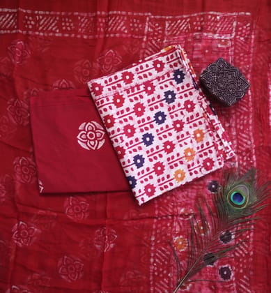 Handcrafted Cotton Batik Print 3-Piece Suit Set