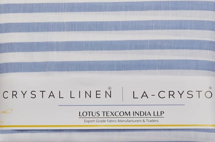 Linen Cotton Blend, Yarn Dyed Stripe, Plain,White And BlueMen And Women, Unstitched Shirting Or Top Fabric-1 Meter