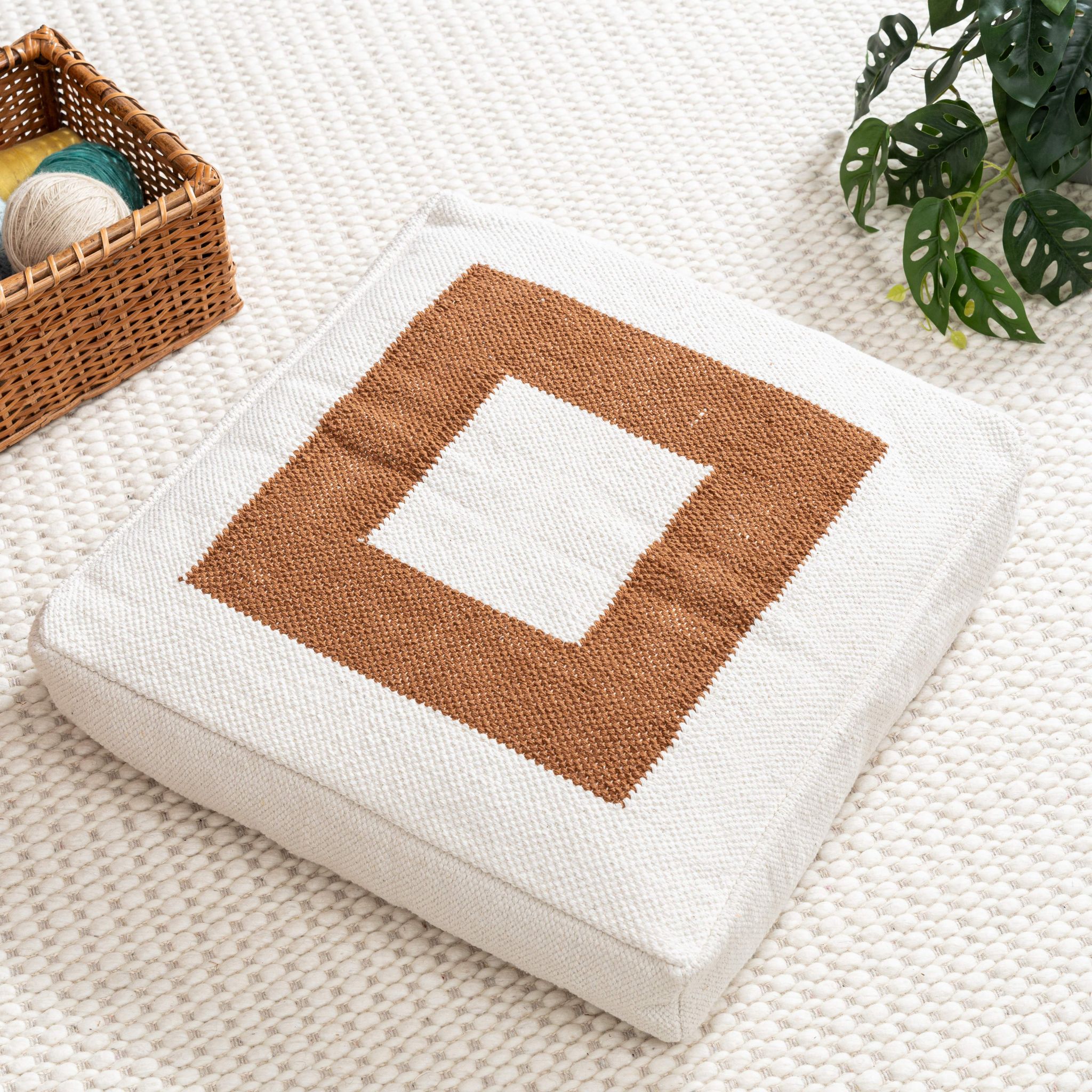 Artisanal Geometric Floor Cushion-20"x20"x4"