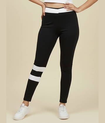 DE TRENDZ Women Cotton Blend Slim Fit Jegging ( Black )