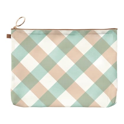 Mesh Graphics Pouch A5 Check Light blue