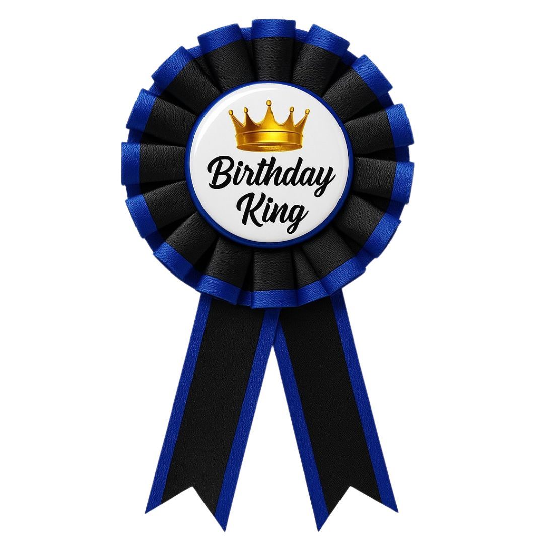 Birthday King Award Ribbon Blue - 1PC