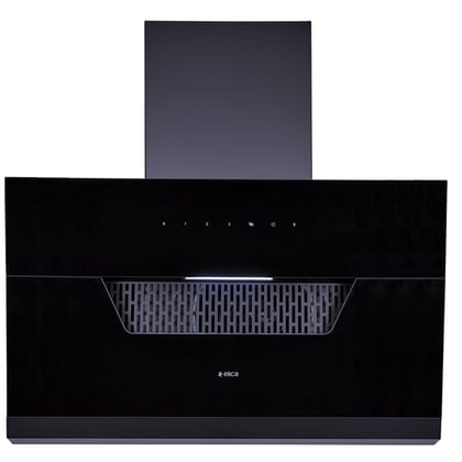 Elica 90cm 1350 m3/hr Filterless Autoclean Angular Kitchen Chimney with 15 Years Motor & 5 Years Comprehensive Warranty | EFL 207 HAC LTW VMS 90 | Touch + Motion Sensor Control | Black Elica 90cm 1350 m3/hr Filterless Autoclean Angular Kitchen Chimney wi
