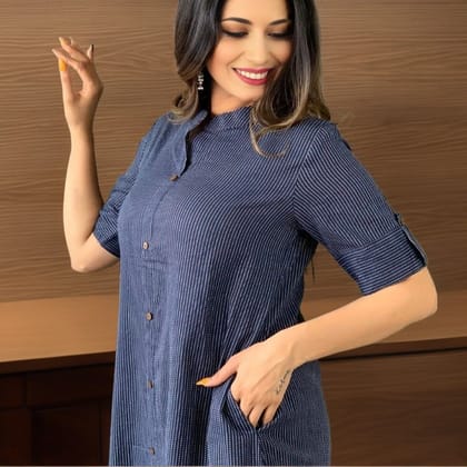 PREMIUM COTTON BLUE KATHA COORD SET.