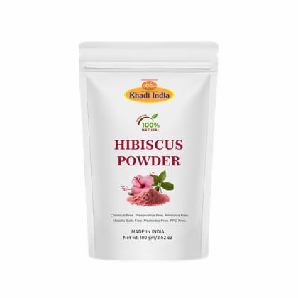 Khadi 100% Pure & Organic Hibiscus powder for hair (Zipper Pouch), Fresh (100gm., HIBISCUS) Khadi 100% Pure & Organic Hibiscus powder for hair (Zipper Pouch), Fresh (100gm., HIBISCUS) - Clear / 100 g (Pack of 1)