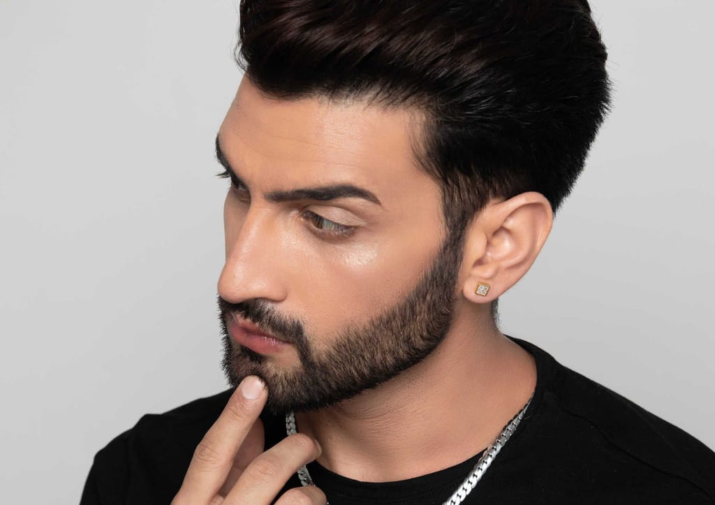 4 Square Matrix Ear Stud For Men (1 Pc Only)