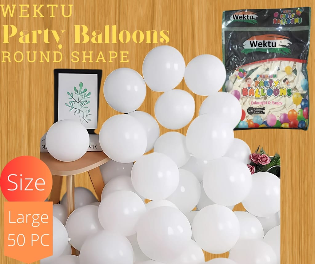 Wektu Party Balloons - Round Shape, Large Size (50 Pcs) - Party and Festive Needs | Buy online on ZillyBuy