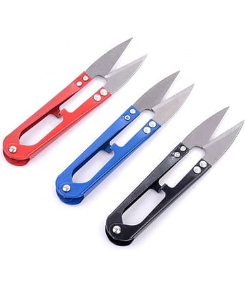 Embroidery Thrum Yarn Fishing Thread Beading Cutter U Sewing Scissors Clippers Yarn Scissors (Pack of 3)