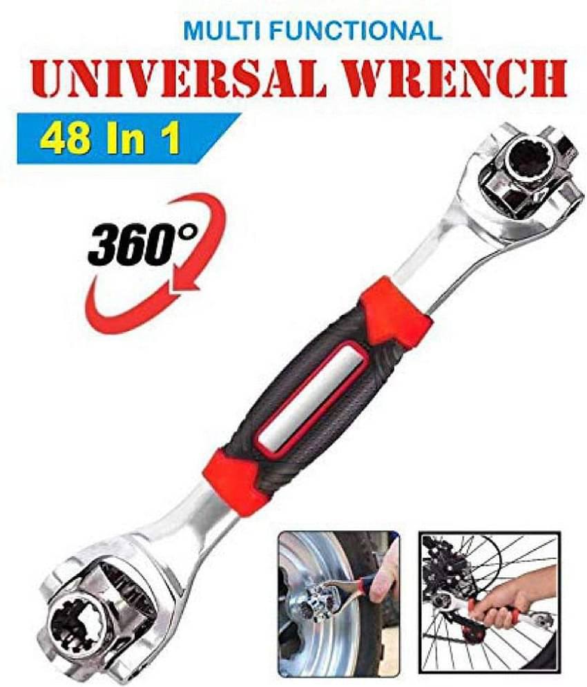 48-in-1 Universal Socket Wrench Hand Tools with 360 Degree 6-Point Universal Wrench for Furniture, Car, Bike, Auto
