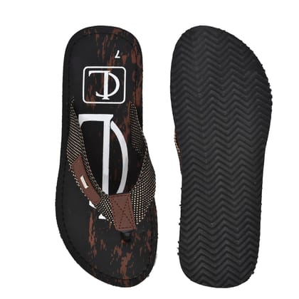 Nextwave Athletic Water Slipper, Men's Striped Flip Flops, Duarable, Comfortable, Non skid Textured Sole Black and Brown Mesh Design, Non-Slip Sole Size 7