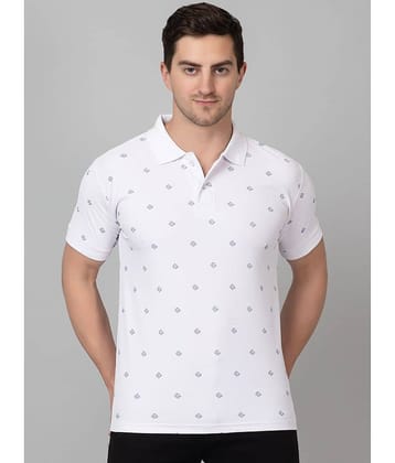 Zeffit Pack of 1 Polyester Regular Fit Printed Half Sleeves Men's Polo T Shirt ( White )