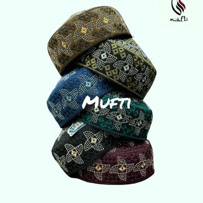 Pakistani Prayer Cap Pack Of 12pcs  ( Thatch Green )