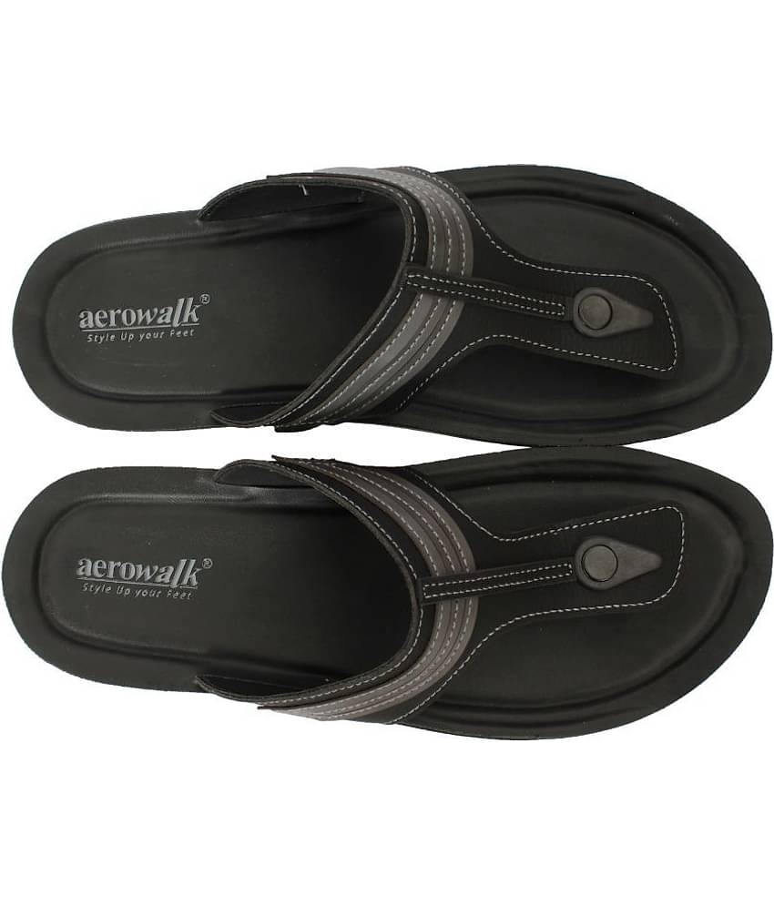 Aerowalk - Black Men's Leather Slipper