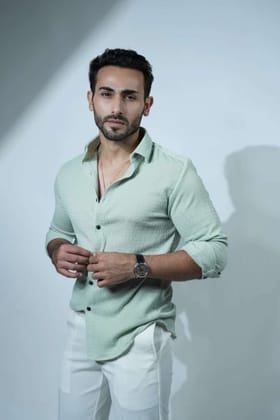 Bluecorp Enterprise Classic Polycotton Solid Casual Shirts for Men Color - Green, Size - S