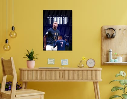 "Kylian Mbappé: GOLDEN BOY"- Shiny & Sturdy Metallic Poster  Art That Pops & Sticks-A3