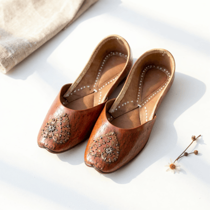 Pure Leather Jutti for Girls | 23-26 CM | Brown