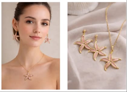 Anti tarnish starfish necklace with earring Anti tarnish starfish necklace with earring