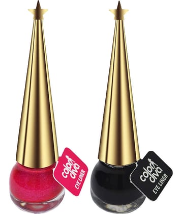 Color Diva Black Glossy Eye Liner Liquid ( Pack of 2 )
